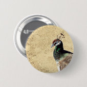 Badge Rond 5 Cm Paon (Devant & derrière)