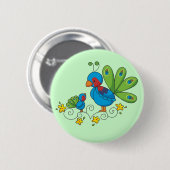 Badge Rond 5 Cm Paon de maman et de bébé (Devant & derrière)