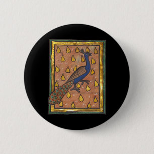 Badge Rond 5 Cm Paon du bestiaire médiéval c. 1270