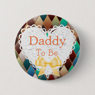 Badge Rond 5 Cm Papa à être bouton de baby shower de brun orange