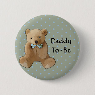 Badge Rond 5 Cm Papa à être bouton de baby shower d'ours de