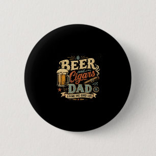Badge Rond 5 Cm Papa amateur de cigare à la bière graphique rétro