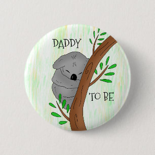 Badge Rond 5 Cm Papa Baby shower Koala