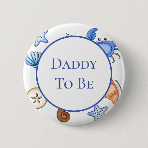 Badge Rond 5 Cm Papa   Baby shower sur le thème de la plage