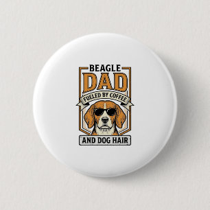 Badge Rond 5 Cm Papa Beagle alimenté par le café et le maillot de