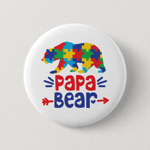 Badge Rond 5 Cm Papa Bear  Autisme père