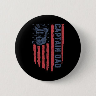 Badge Rond 5 Cm Papa capitaine drapeau américain ponton drôle bate
