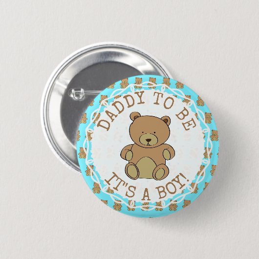 Badge Rond 5 Cm Papa, c'est Teddy Bear It a Boy Button (Devant & derrière)