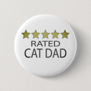 Badge Rond 5 Cm Papa chat cinq étoiles