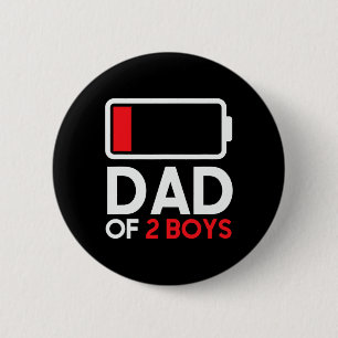 Badge Rond 5 Cm Papa De 2 Garçons Faible Tension Drôle Fête des pè