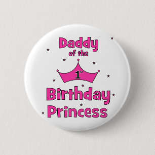 Badge Rond 5 Cm Papa de la ?ère princesse d'anniversaire !