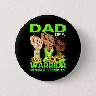 Badge Rond 5 Cm Papa De La Main D'Un Guerrier Handicap Cerveau Sen