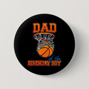 Badge Rond 5 Cm Papa De L'Anniversaire Boy Basketball Famille Anni