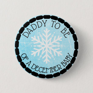 Badge Rond 5 Cm Papa doit être bleu hiver décembre Bouton bébé