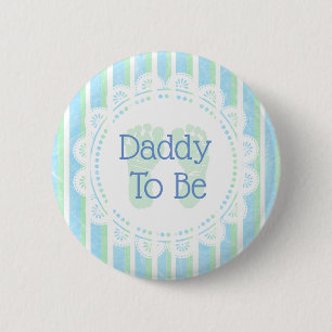 Badge Rond 5 Cm Papa doit être bleu vert Baby shower bouton