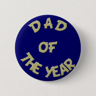 Badge Rond 5 Cm Papa d'or du bouton d'année