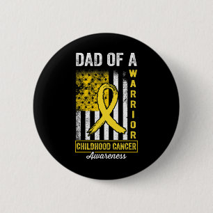 Badge Rond 5 Cm Papa d'un guerrier Ruban d'or de sensibilisation a