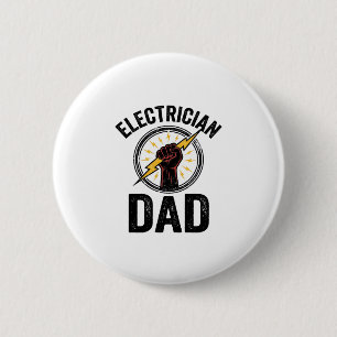 Badge Rond 5 Cm Papa électricien chemise vectorielle gravure vinta