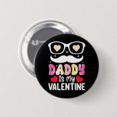 Badge Rond 5 Cm Papa Est Ma Saint Valentin Papa Famille Fils Fille (Devant & derrière)