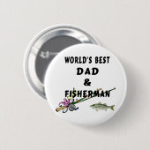 Badge Rond 5 Cm Papa et pêcheur (Devant & derrière)