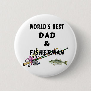 Badge Rond 5 Cm Papa et pêcheur