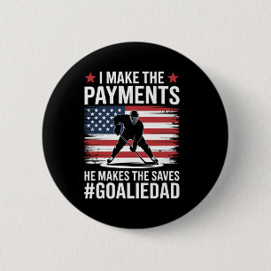Badge Rond 5 Cm Papa et père gardien de but de hockey sur glace