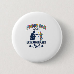 Badge Rond 5 Cm Papa fier d'un enfant extraordinaire Autisme Vecte