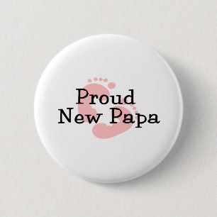 Badge Rond 5 Cm Papa Fier Nouveau Bébé Fille Empreintes de Pied