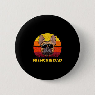 Badge Rond 5 Cm Papa Frenchie Rétro Lunettes de Soleil Coucher de