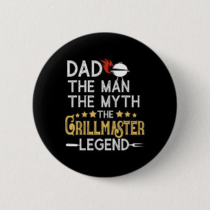 Badge Rond 5 Cm Papa Grill Bbq Drôle L'Homme Le Mythe La Légende F