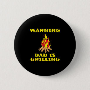 Badge Rond 5 Cm Papa Grilling Cadeau Drôle Pour Fête des pères Bbq