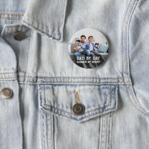 Badge Rond 5 Cm Papa le jour joueur la nuit Fils et papa Fête des