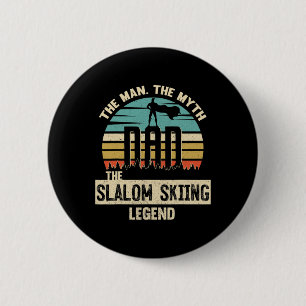 Badge Rond 5 Cm Papa légende mythique slalom ski