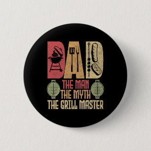 Badge Rond 5 Cm Papa L'Homme Le Mythe Le Grill Master Bbq Party Rb