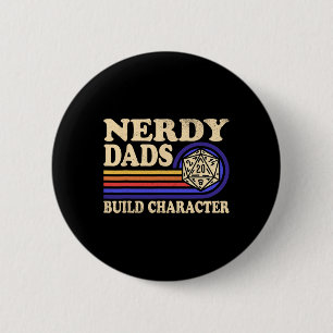 Badge Rond 5 Cm Papa nerd jeu de rôle jeu D20 jeux de société drôl