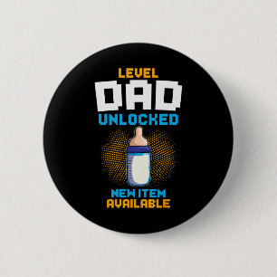 Badge Rond 5 Cm Papa Niveau Débloqué Annonce de Grossesse Gamer Fa