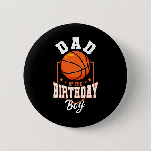 Badge Rond 5 Cm Papa Of The Birthday Boy Basketball Thème Annivers (Devant)
