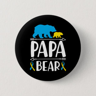 Badge Rond 5 Cm Papa Ours Sensibilisation au Syndrome de Down Fier