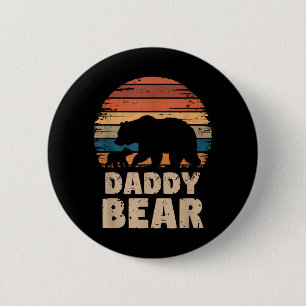 Badge Rond 5 Cm Papa Ours Vintage Rétro Drôle Fête des Pères 1 Our