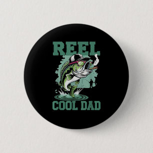 Badge Rond 5 Cm Papa pêche super cool amateur de pêche amateur de