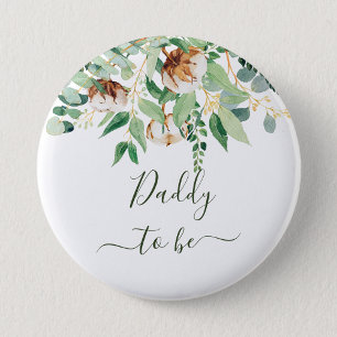 Badge Rond 5 Cm Papa Pour Être Eucalyptus Vert Nouveau Papa Bouto