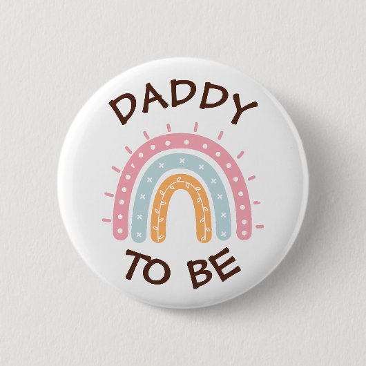 Badge Rond 5 Cm Papa sera Baby shower Bouton rose arc-en-ciel thèm (Devant)