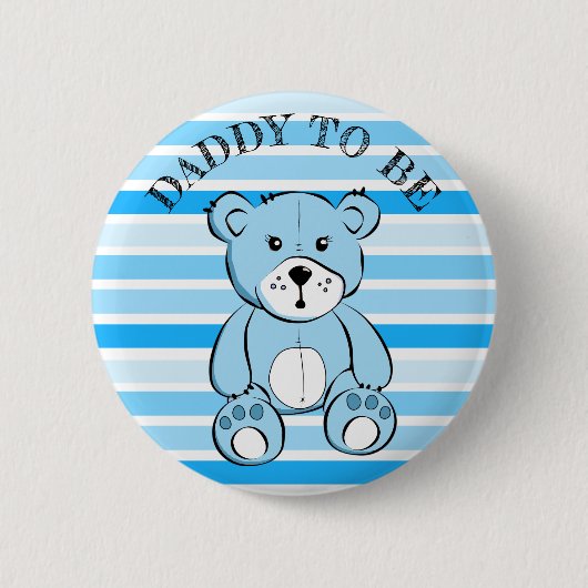 Badge Rond 5 Cm Papa sera Bleu Teddy Bear Baby shower Button (Devant)