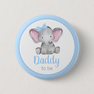 Badge Rond 5 Cm Papa sera éléphant Baby shower garçon