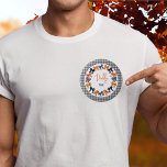 Badge Rond 5 Cm Papa sera Halloween Coquette vaches<br><div class="desc">Couleurs d'Halloween mignonnes et coquettistes noir,  orange et blanc avec un arrière - plan à chèque noir et blanc.</div>