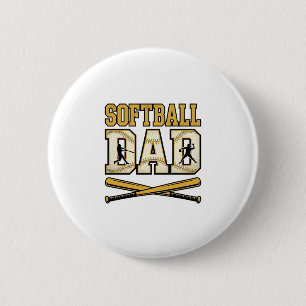 Badge Rond 5 Cm Papa Softball Gravure Vintage Graphique de Batte_1