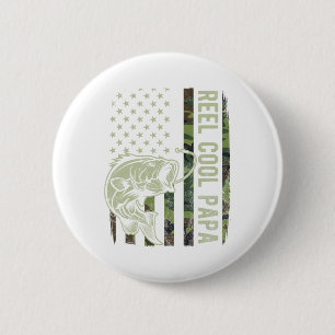 Badge Rond 5 Cm Papa Super Cool Camouflage Drapeau Américain Fête 