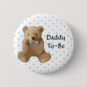 Badge Rond 5 Cm Papa to Be Teddy Bear Baby shower Button