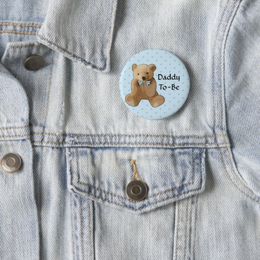 Badge Rond 5 Cm Papa to Be Teddy Bear Baby shower Button (En situation)