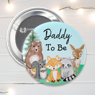 Badge Rond 5 Cm Papa To Be | Woodland Creobjets Baby Shower